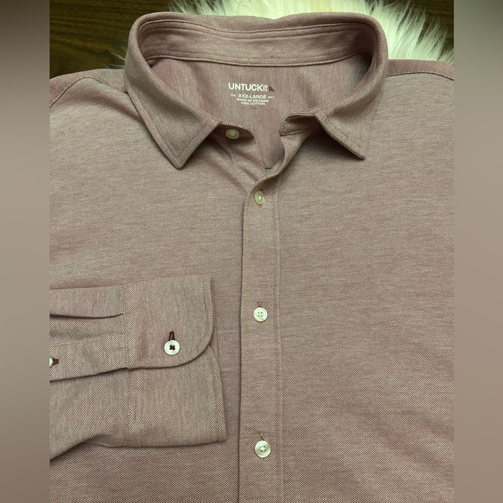 UNTUCKit 100% Cotton Long Sleeve Button-Down Shirt  Pique In Berry